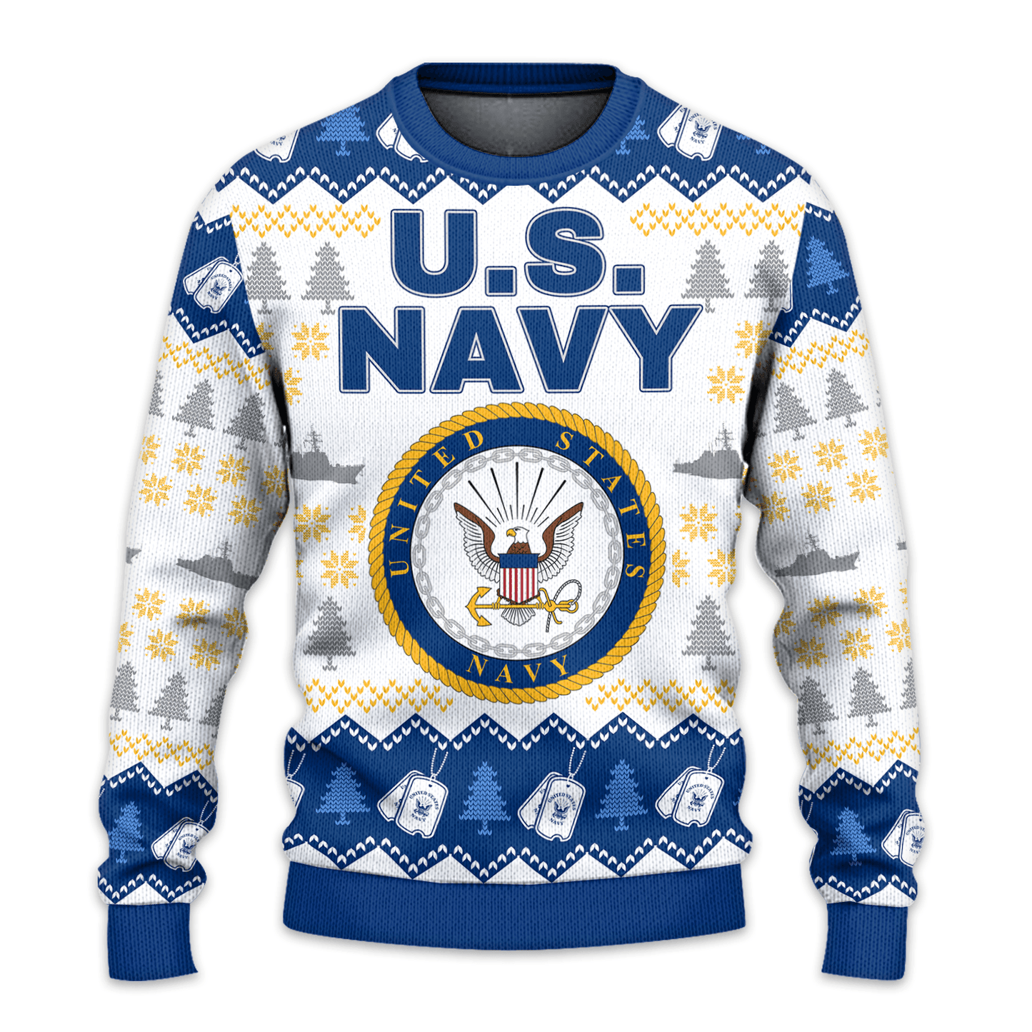 US NAVY 250th Years Of Service All-Over-Print Sweater
