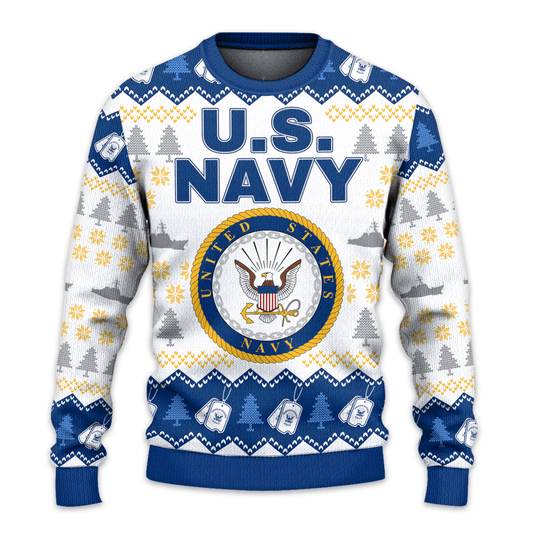 US NAVY 250th Years Of Service All-Over-Print Sweater