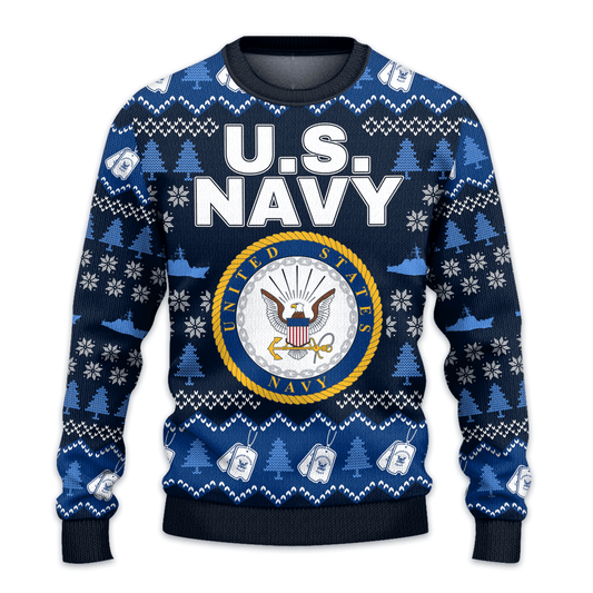 US NAVY 250th Years Of Service All-Over-Print Sweater