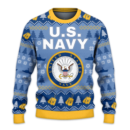 US NAVY 250th Years Of Service All-Over-Print Sweater