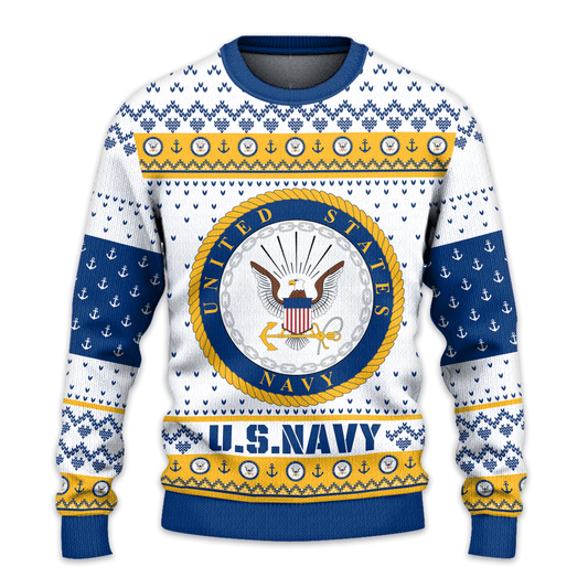 US NAVY 250th Years Of Service All-Over-Print Sweater