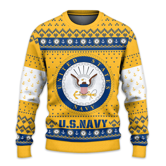 US NAVY 250th Years Of Service All-Over-Print Sweater