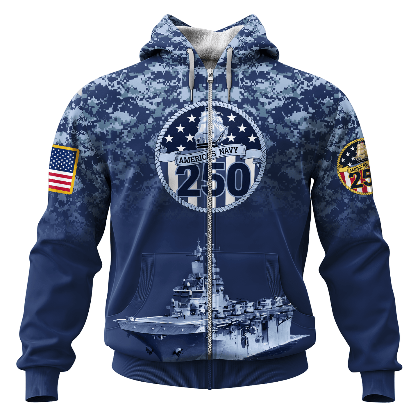 US NAVY 250th Years Of Service All-over Hoodie
