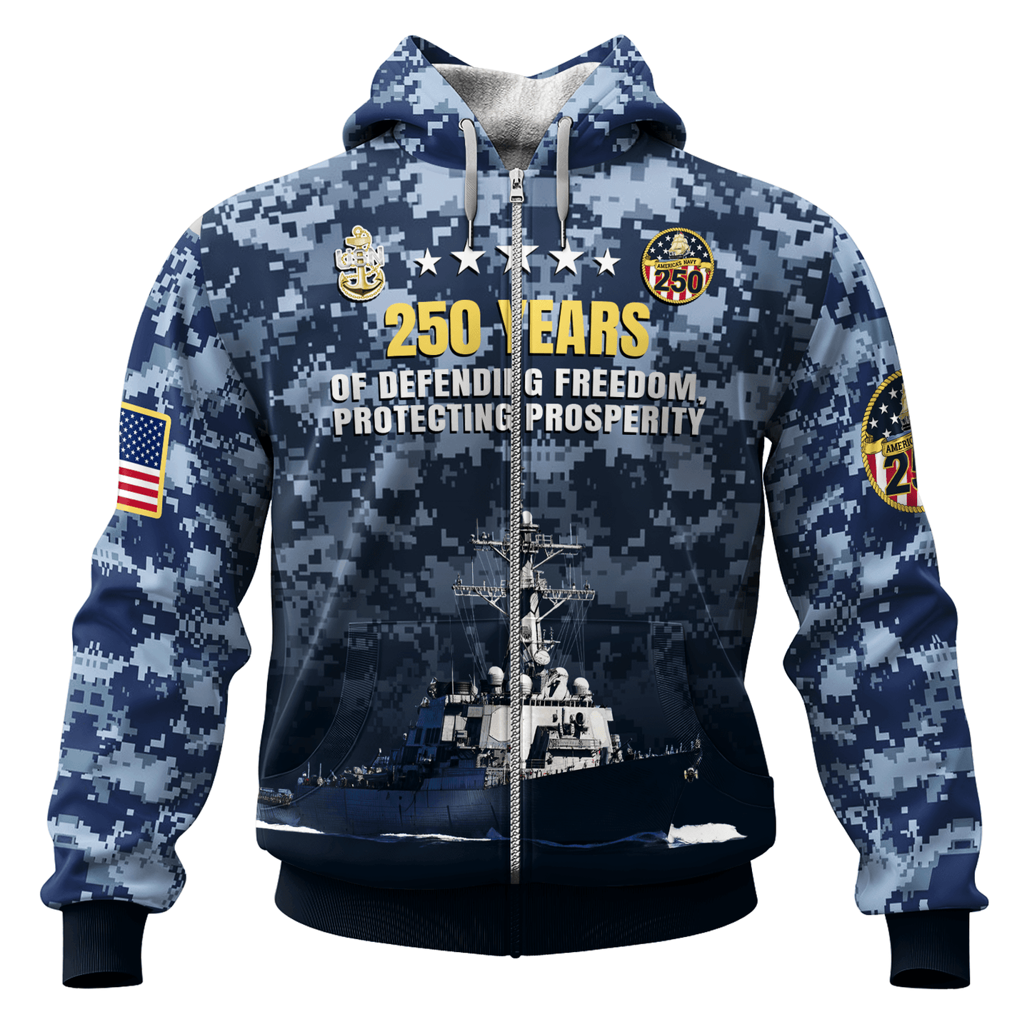 US NAVY 250th Years Of Service All-over Hoodie