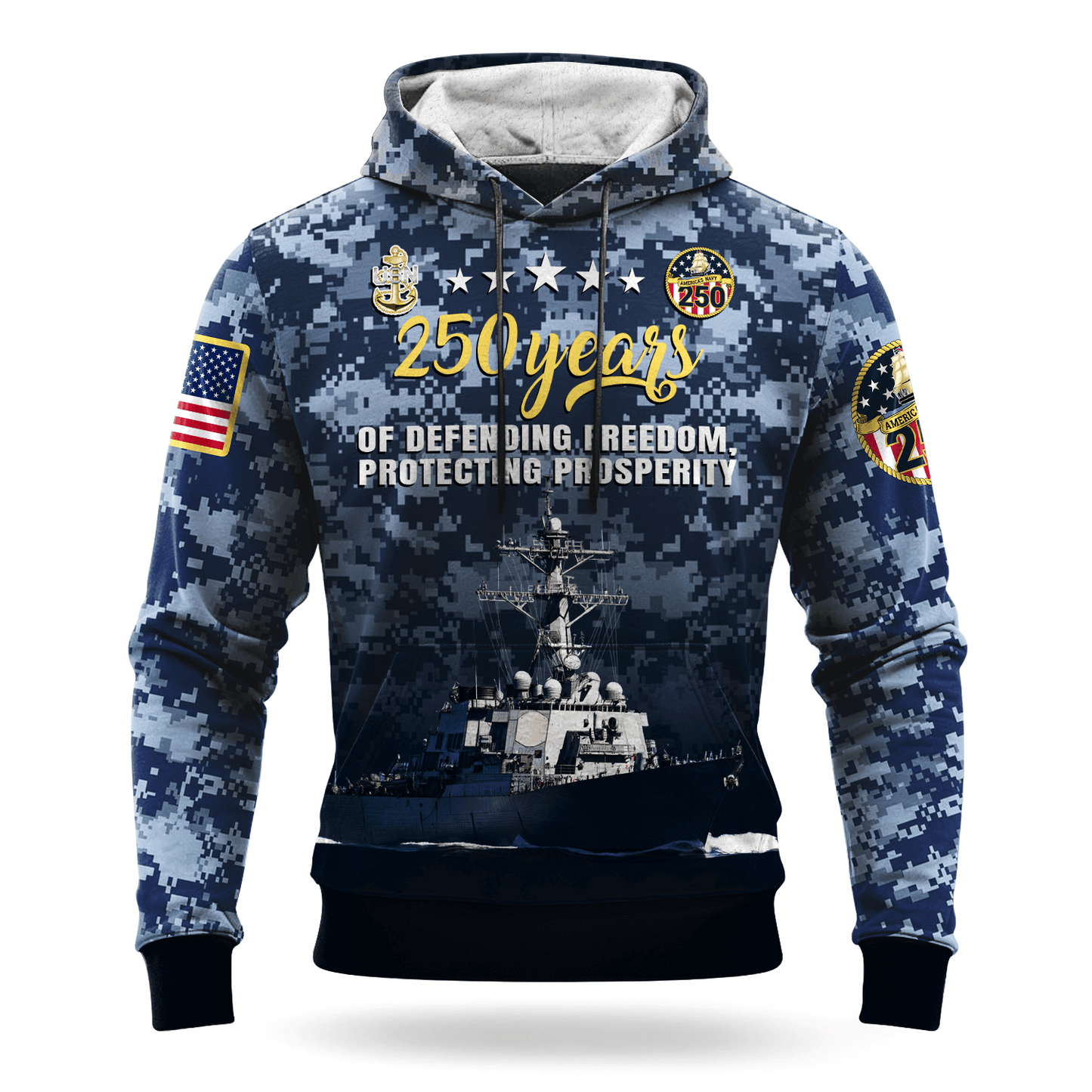 US NAVY 250th Years Of Service All-over Hoodie