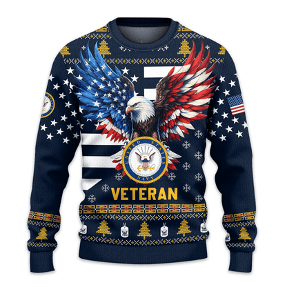 US NAVY 250th Years Of Service All-Over-Print Sweater
