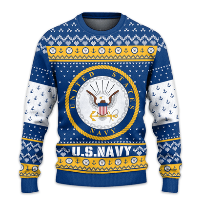 US NAVY 250th Years Of Service All-Over-Print Sweater