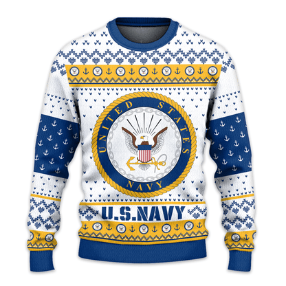 US NAVY 250th Years Of Service All-Over-Print Sweater