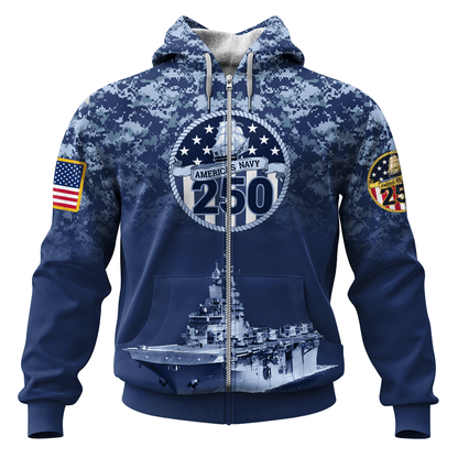US NAVY 250th Years Of Service All-over Hoodie