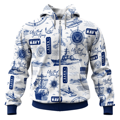 US NAVY 250th Years Of Service All-over Hoodie